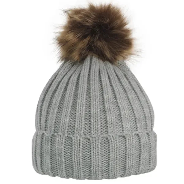 Cable Knit Beanie With Removable Pom - Image 4