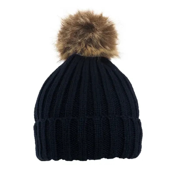 Cable Knit Beanie With Removable Pom - Image 5