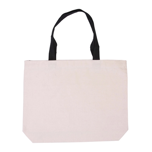 Cotton Canvas Tote with Gusset & Color Accent Handles - Image 2