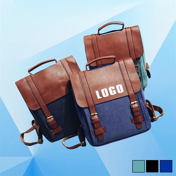 PU w/ Canvas Business Backpack - Image 1