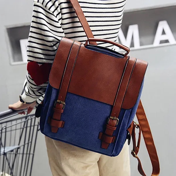 PU w/ Canvas Business Backpack - Image 3