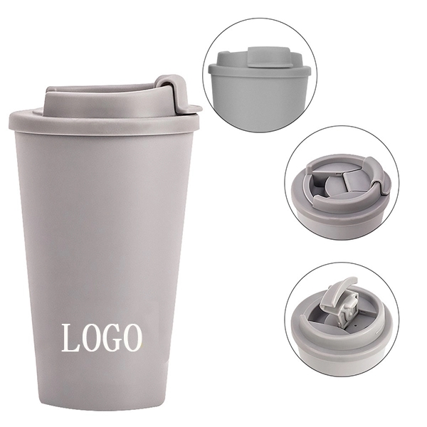 Plastic coffee cup with lid,15OZ