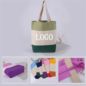 Three-Color Stitching Canvas Bag