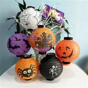 Halloween Outdoor Paper Lantern With LED Lights 