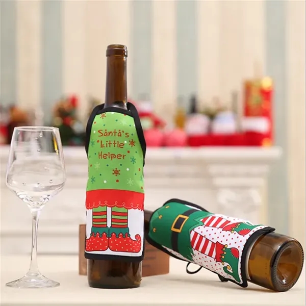 Christmas Apron Wine Bottle Cover Set - Image 2