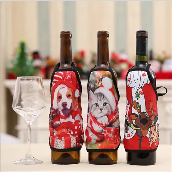 Christmas Apron Wine Bottle Cover Set - Image 3