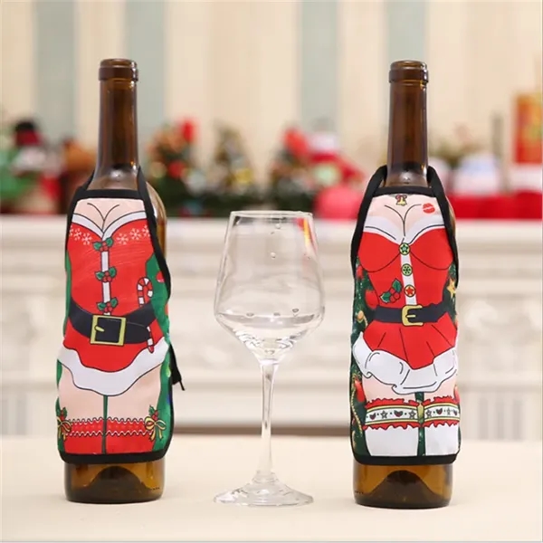Christmas Apron Wine Bottle Cover Set - Image 4