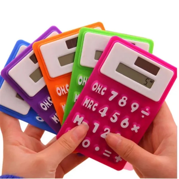 8 Digits Flexible Silicone Solar Powered Calculator - Image 1