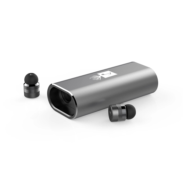 Classic Aluminum 2 in 1 Bluetooth Earbuds with Power Bank