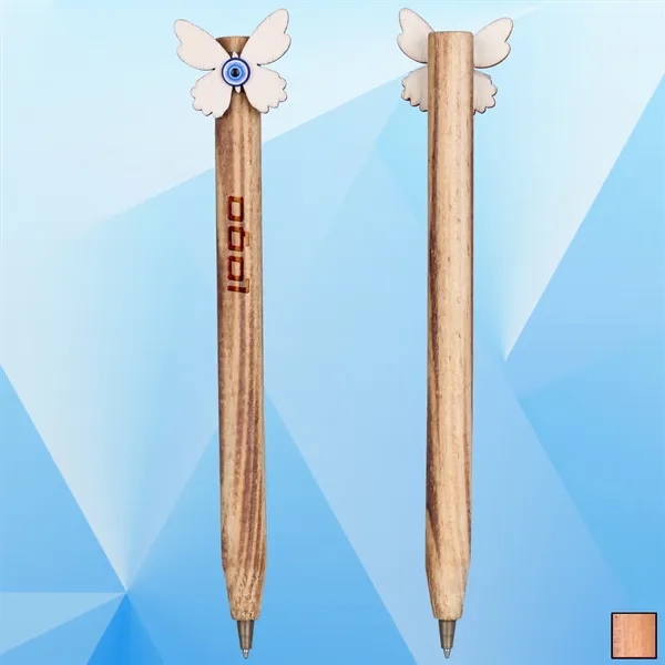Wooden Ballpoint Pen w/ Butterfly Pattern - Image 1