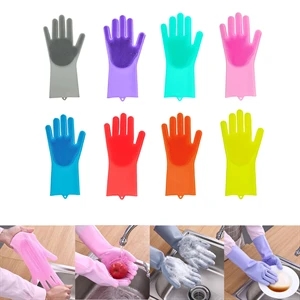 Silicone Dish Washing Gloves with Wash Scrubber