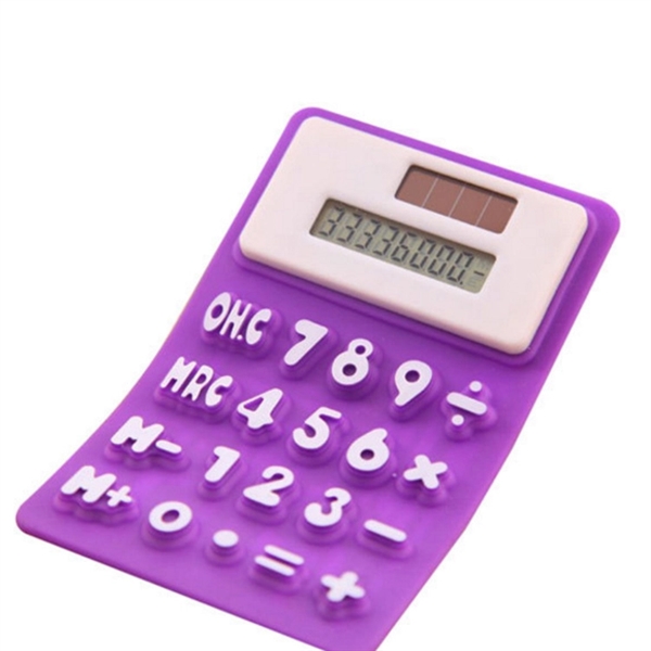 8 Digits Flexible Silicone Solar Powered Calculator - Image 4