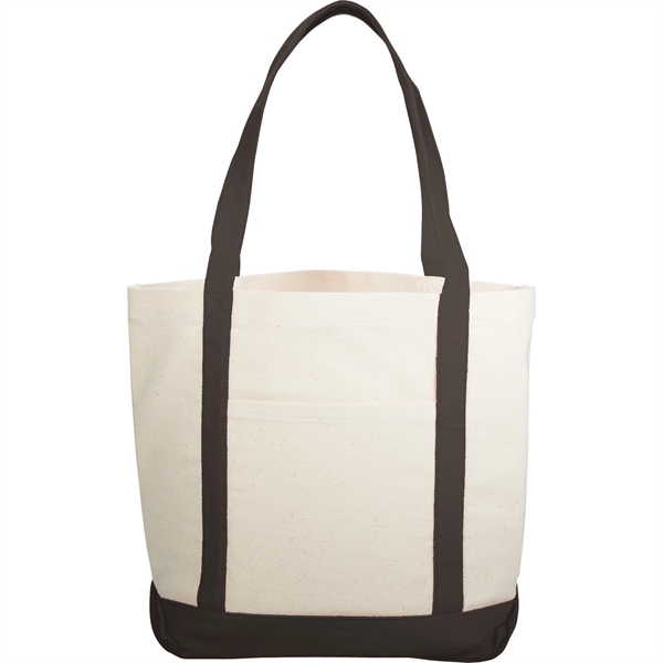 Canvas Boat Tote Bags front pocket, color contrasting handle - Image 4