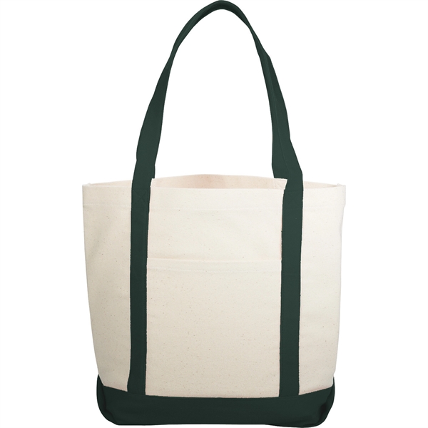Canvas Boat Tote Bags front pocket, color contrasting handle - Image 5