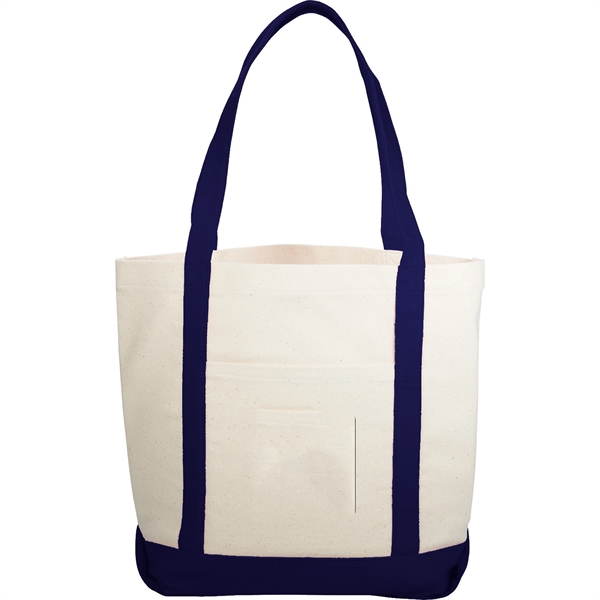 Canvas Boat Tote Bags front pocket, color contrasting handle - Image 6