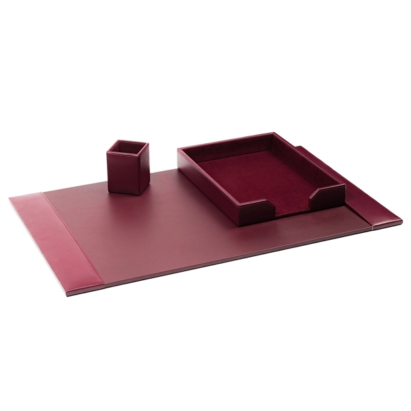 Burgundy 3 Piece Econo-Line Leather Desk Set