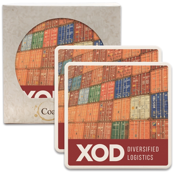 Square Absorbent Stone Coaster 2 Pack