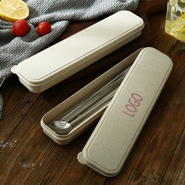 Straws  Spoon Set In Compostable box - Image 6