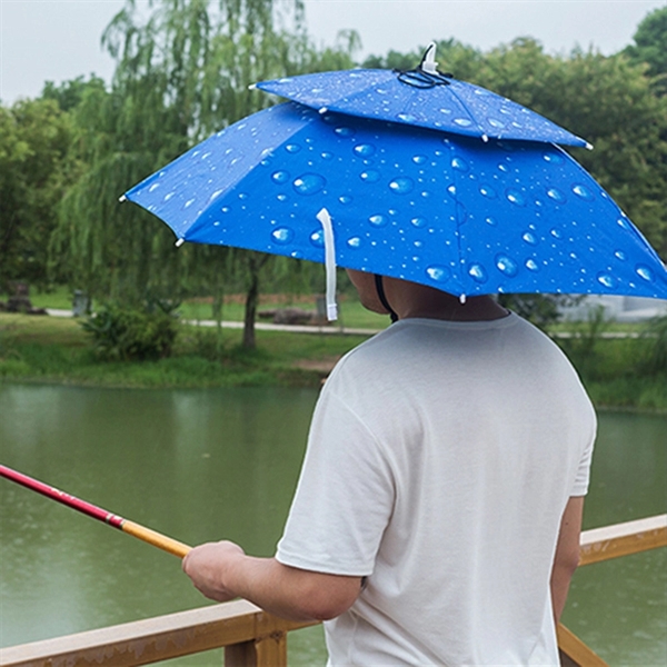 Folding Headwear Fishing Camping Umbrella - Image 3