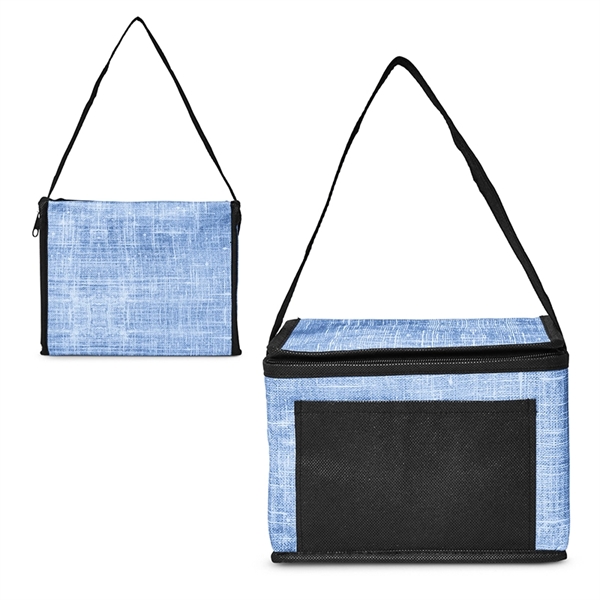 Denim Pattern Non-Woven 6 Pack Lunch Bag - Image 3
