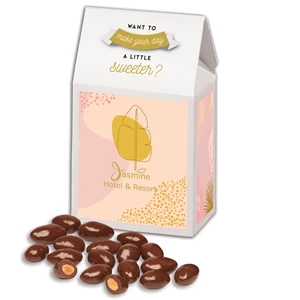 Chocolate Covered Almonds in White Gable Box