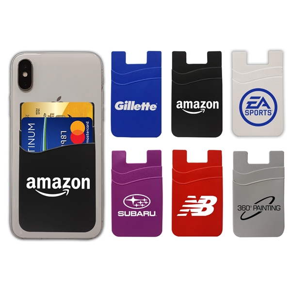 Dual Pocket Silicone Cell Phone Wallet, Phone Accessory - Image 1