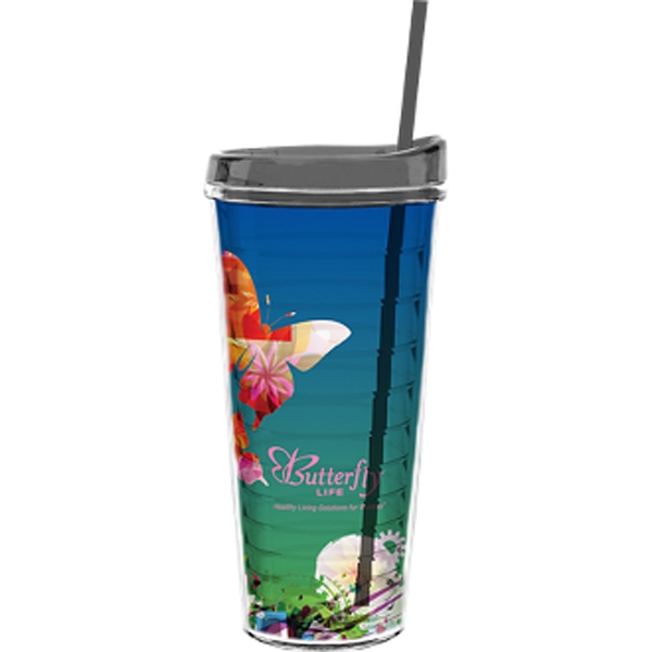 22 oz Made In The USA Tumbler with Lid  Straw - Image 3