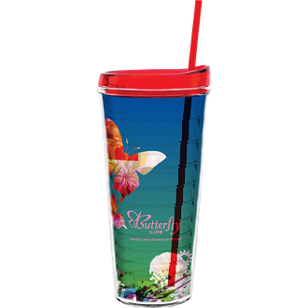 22 oz Made In The USA Tumbler with Lid  Straw - Image 4