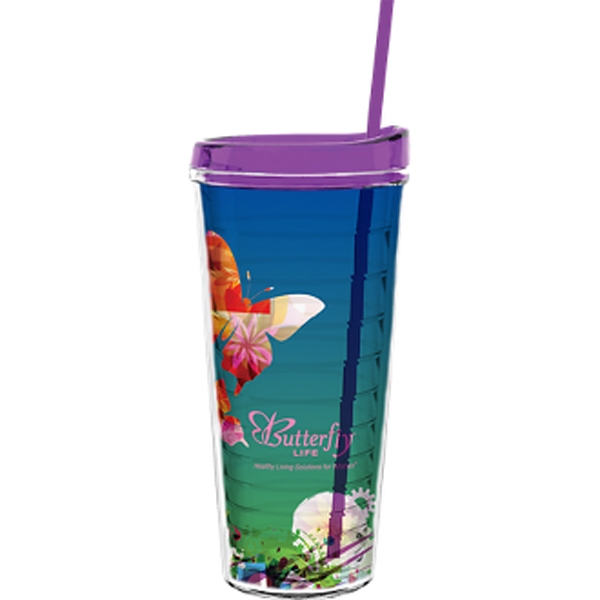 22 oz Made In The USA Tumbler with Lid  Straw - Image 5