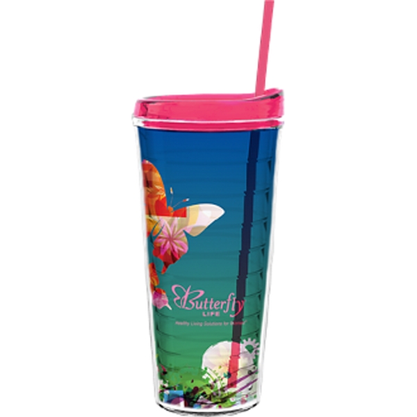22 oz Made In The USA Tumbler with Lid  Straw - Image 6