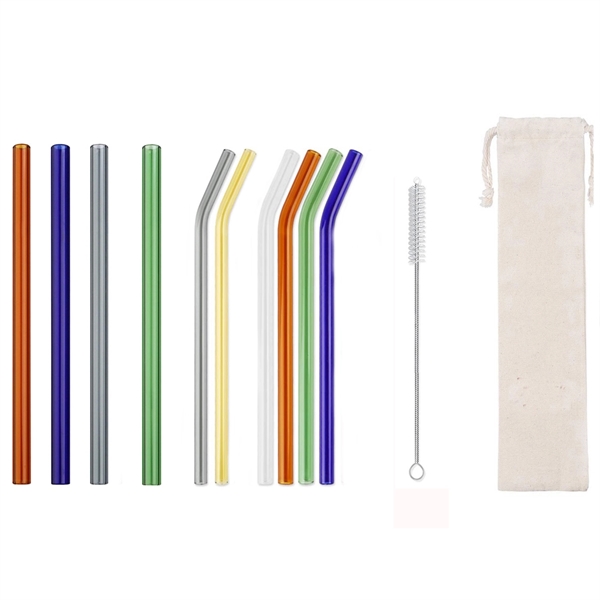 3 in 1 Colorful Glass Straws Set with Brush