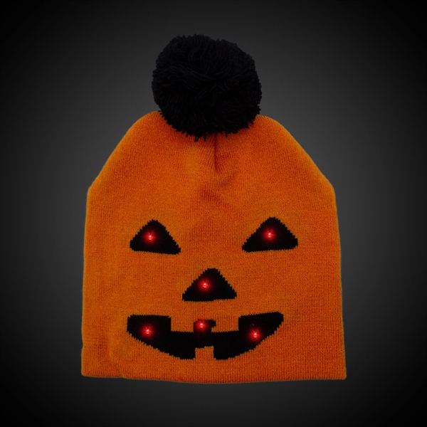 Halloween Pumpkin LED Knit Hat - Image 3