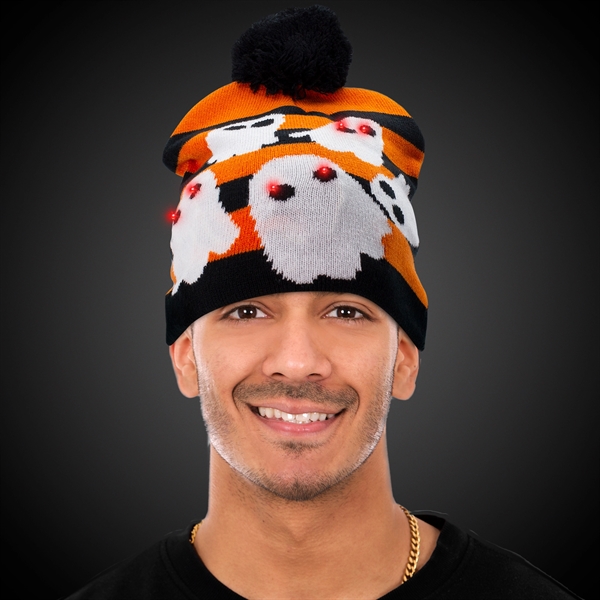 Halloween Ghosts LED Knit Hat - Image 1