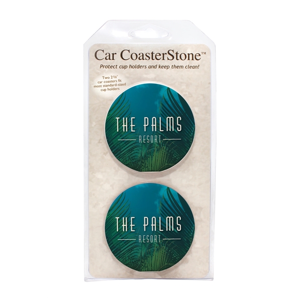 2.6" Absorbent Stone Car Coaster - 2 Pack - Image 1