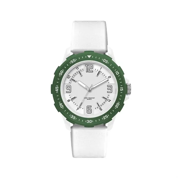 Unisex Sport Watch Colored Bezel with White Silicone Strap - Image 15