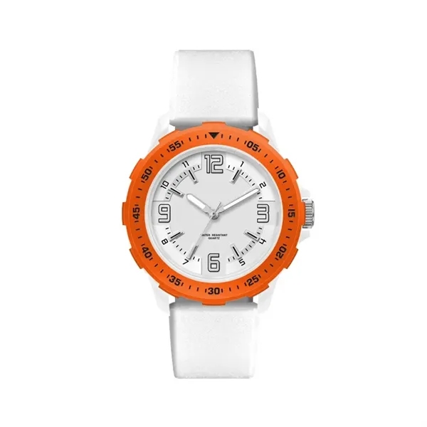 Unisex Sport Watch Colored Bezel with White Silicone Strap - Image 19