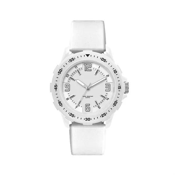 Unisex Sport Watch Colored Bezel with White Silicone Strap - Image 20