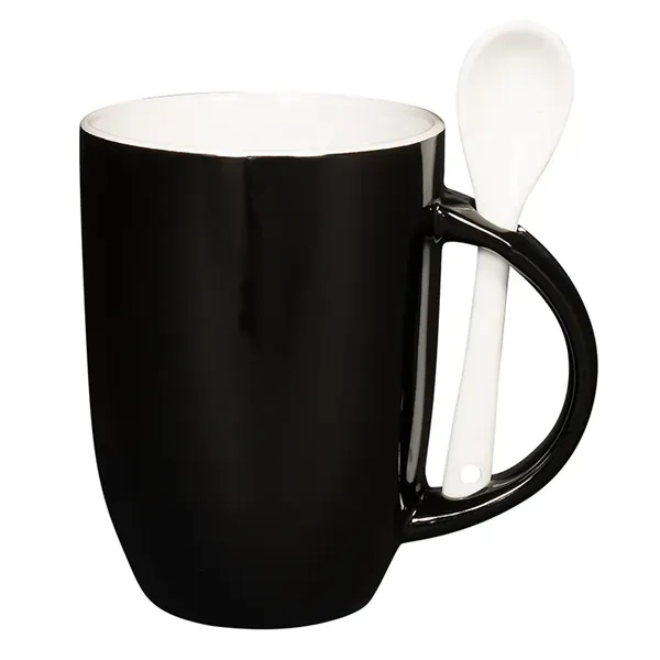 12 oz. Dapper Ceramic Mug with Spoon - Image 2