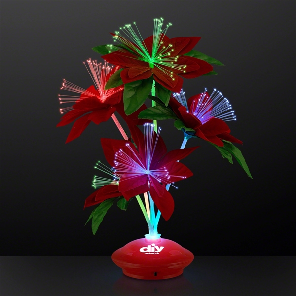 Red Christmas Flowers Light Up Centerpiece - Image 1