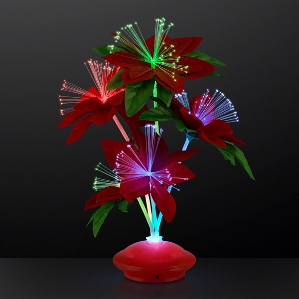 Red Christmas Flowers Light Up Centerpiece - Image 2