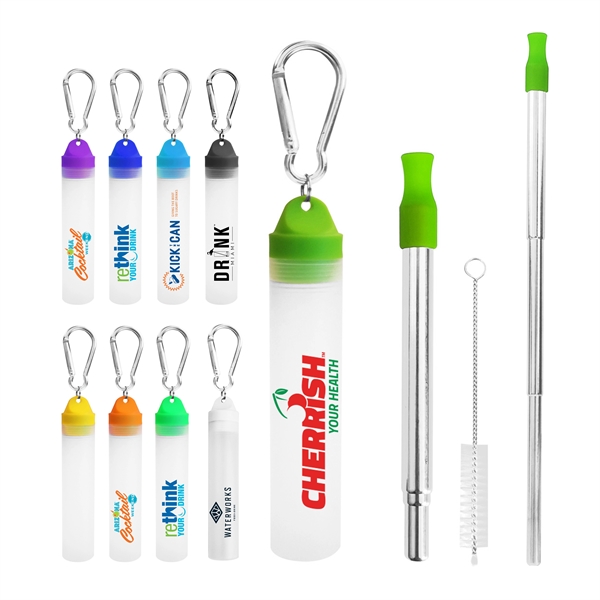 Retractable Stainless Steel Straw Kit With Case And Brush