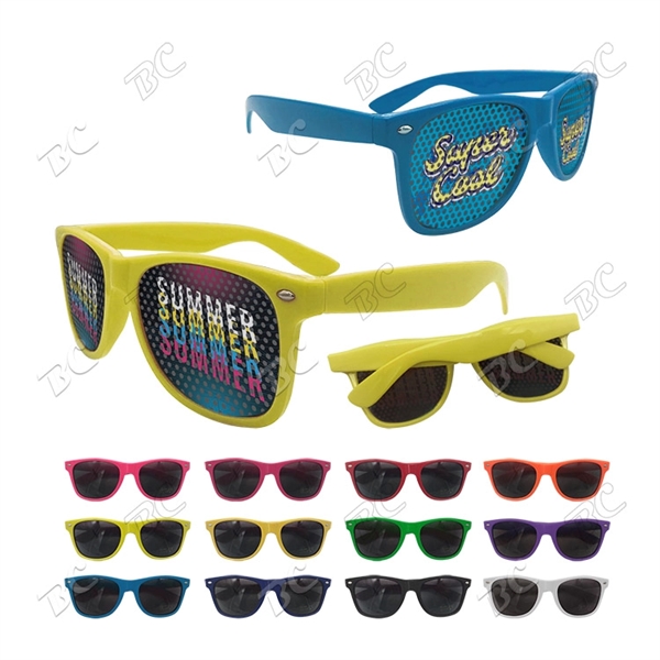 Full Color Solid Frame Cool Lens Promotional Sunglasses - Image 1