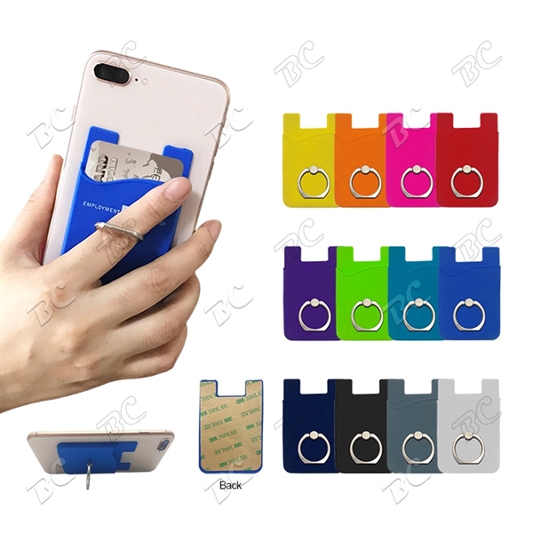 Silicone Phone Wallet with finger ring holder - Image 1