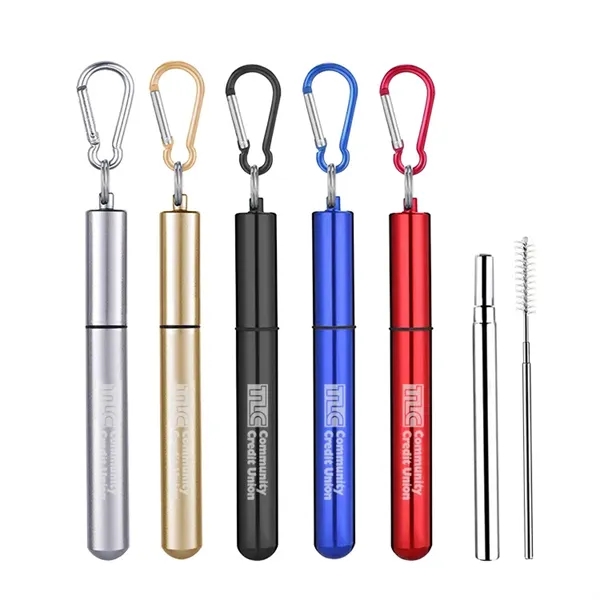 Reusable Collapsible Straws With Metal Case - Image 1