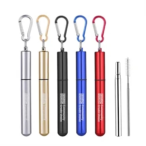 Reusable Collapsible Straws With Metal Case