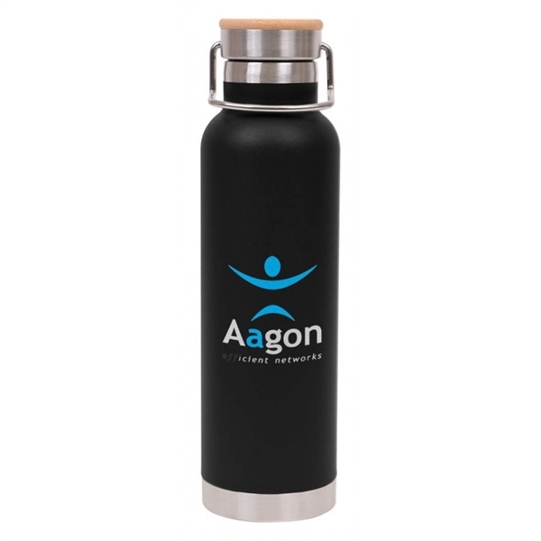 22 oz Double Wall Stainless Steel Bottle w/Bamboo Lid - Image 2