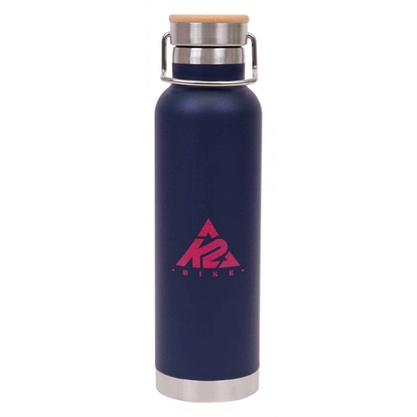 22 oz Double Wall Stainless Steel Bottle w/Bamboo Lid - Image 4