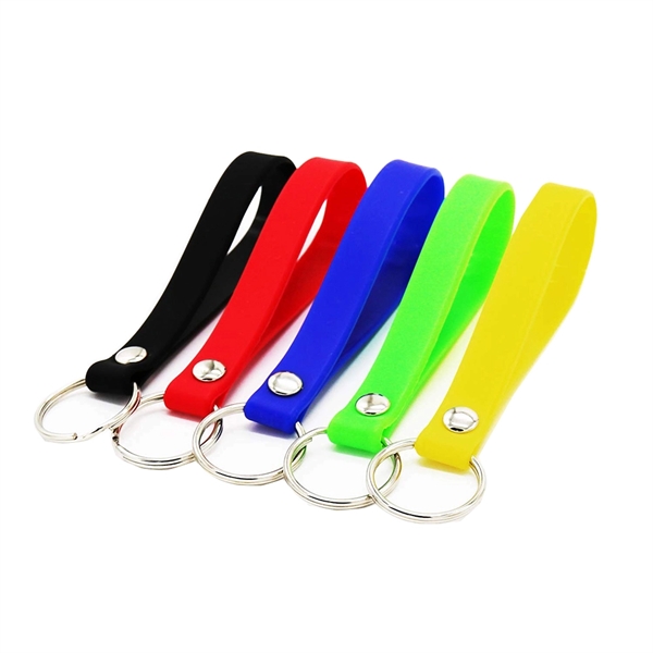 Custom Color Filled Silicone Wristband Keychain - Image 1