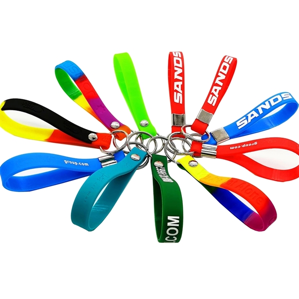 Custom Color Filled Silicone Wristband Keychain - Image 2
