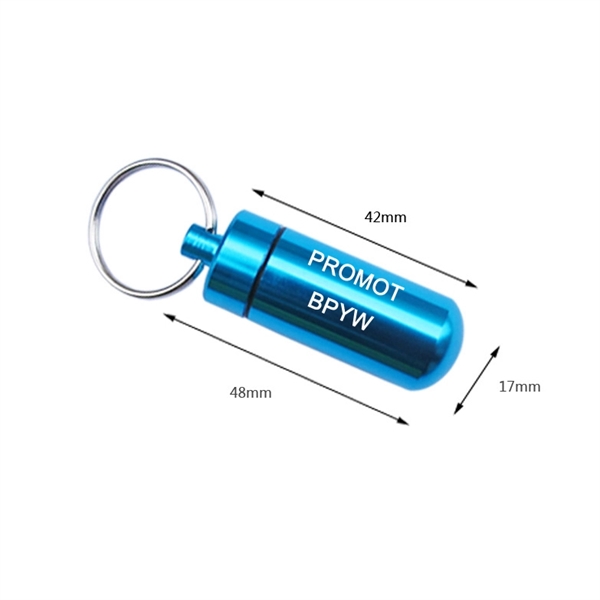 Aluminum Pill Box Case Bottle With Keychain - Image 4
